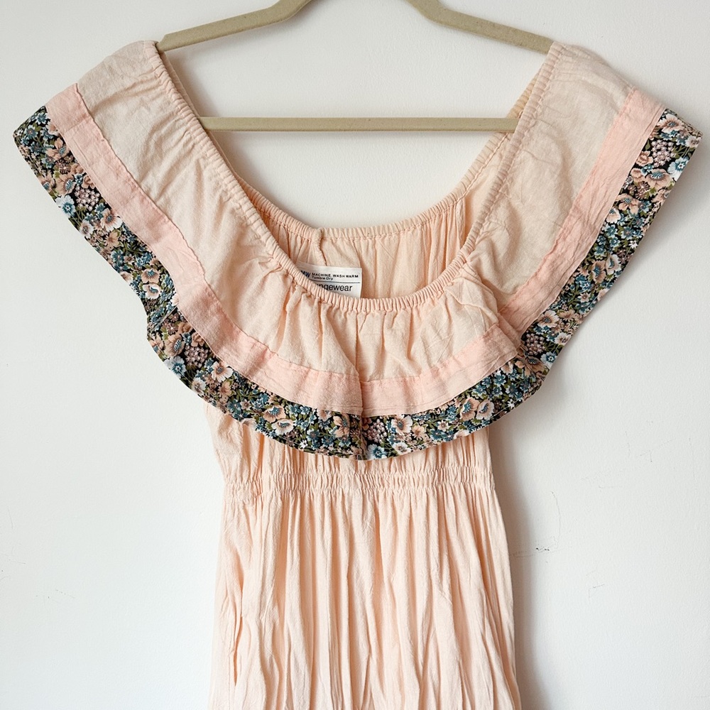 Vintage Boho Color Block Maxi Dress, M
